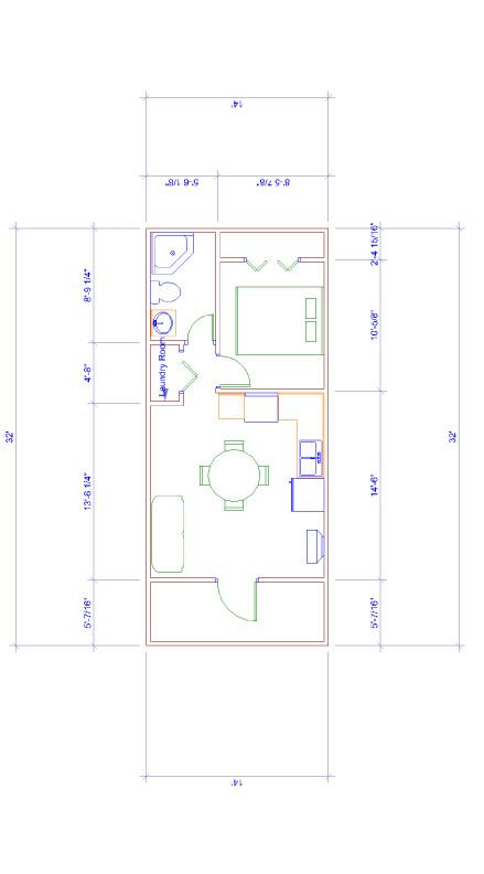 14x32 Floor Plan for turning large shed into a camp or 