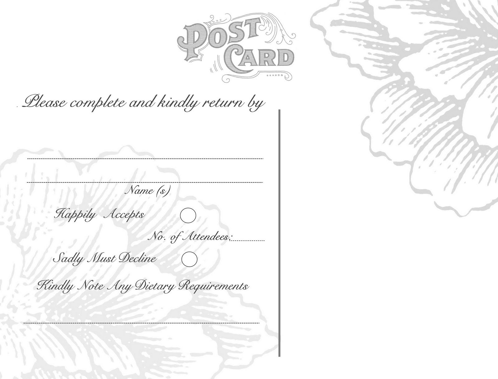 omg my diy wedding free vintage postcard back peony rsvp