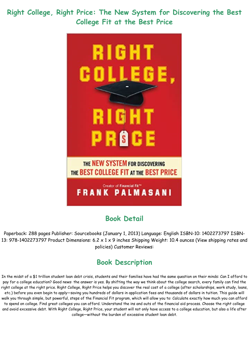 Read Ebook Right College, Right Price The New System for Discovering Read Ebook Right College, Right Price The New System for Discovering