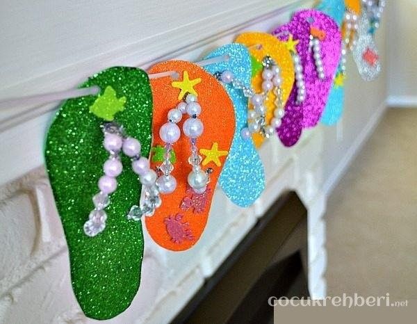 Simli Eva Etkinlikleri Icin En Guzel 30 Ornek 22 Beach Themed Crafts Summer Crafts For Kids Flip Flop Craft