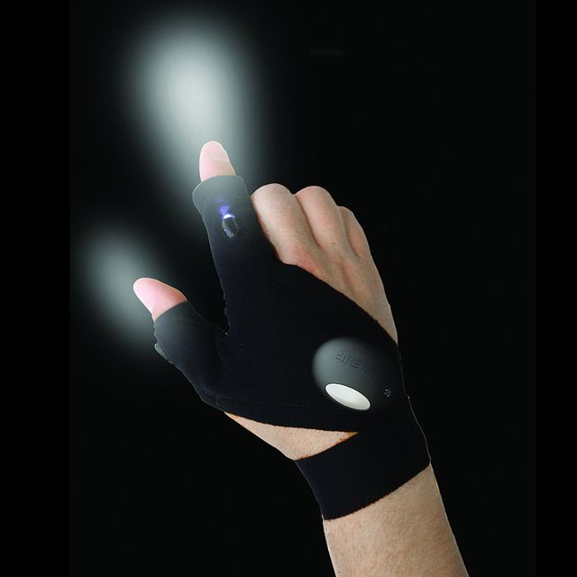 1 Pair Outdoor Fishing Gloves Fingerless Magic Strap With LED Flashlight