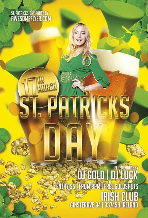 free st patricks day gold flyer template http freepsdflyer com