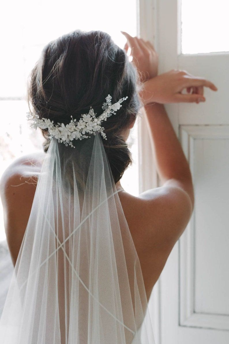 MARION Delicate Floral Bridal Comb Ivory Wedding Headpiece | Etsy Wedding Hairstyles And Makeup, Wedding Hair And Makeup, Wedding Hair Accessories, Bride Hairstyles With Veil, Bridesmaid Hairstyles, Vintage Wedding Hairstyles, Accessories Jewellery, Homecoming Hairstyles, Jewelry Design