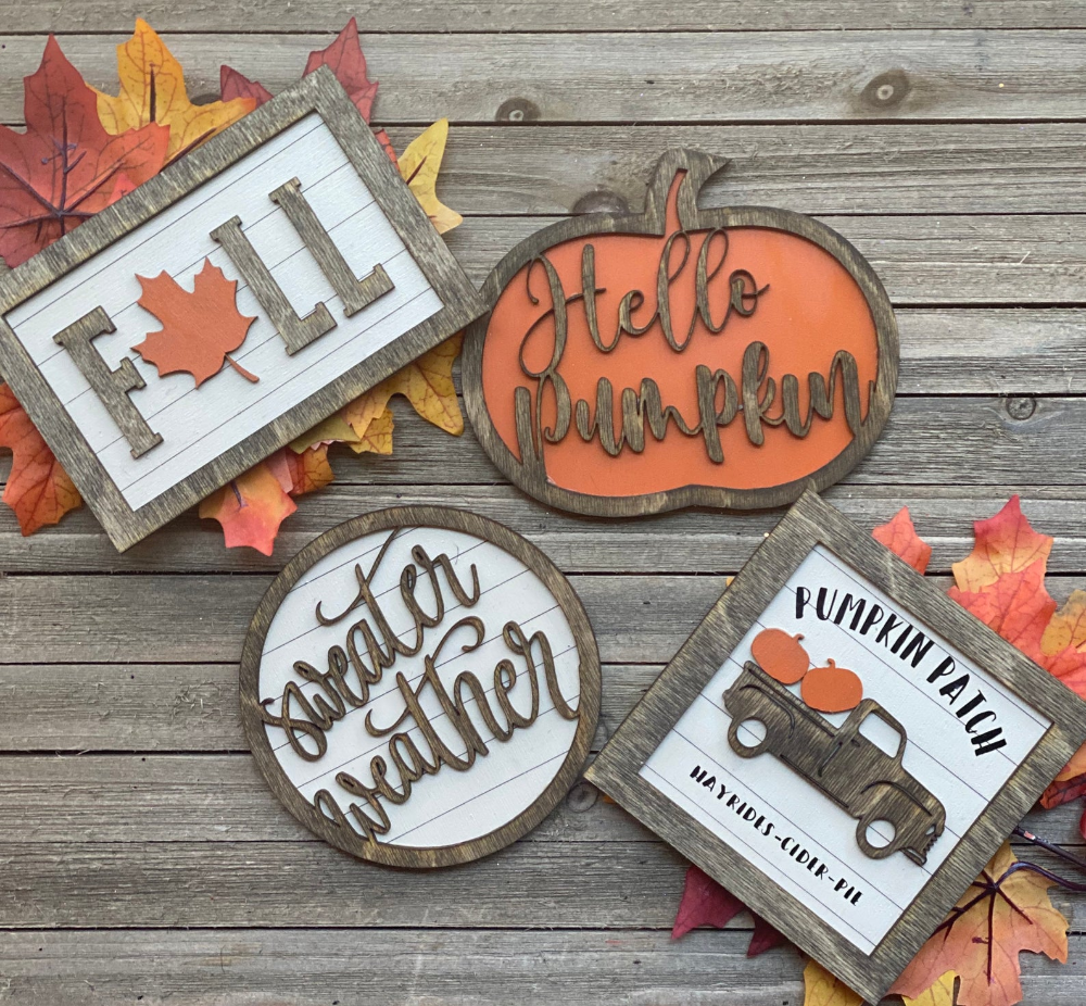 Pumpkin Spice Wood Sign Framed Sign Fall Wood Sign| Sign Tier Tray Tiered Tray Rae Dunn Inspired Fall Thanksgiving Decor