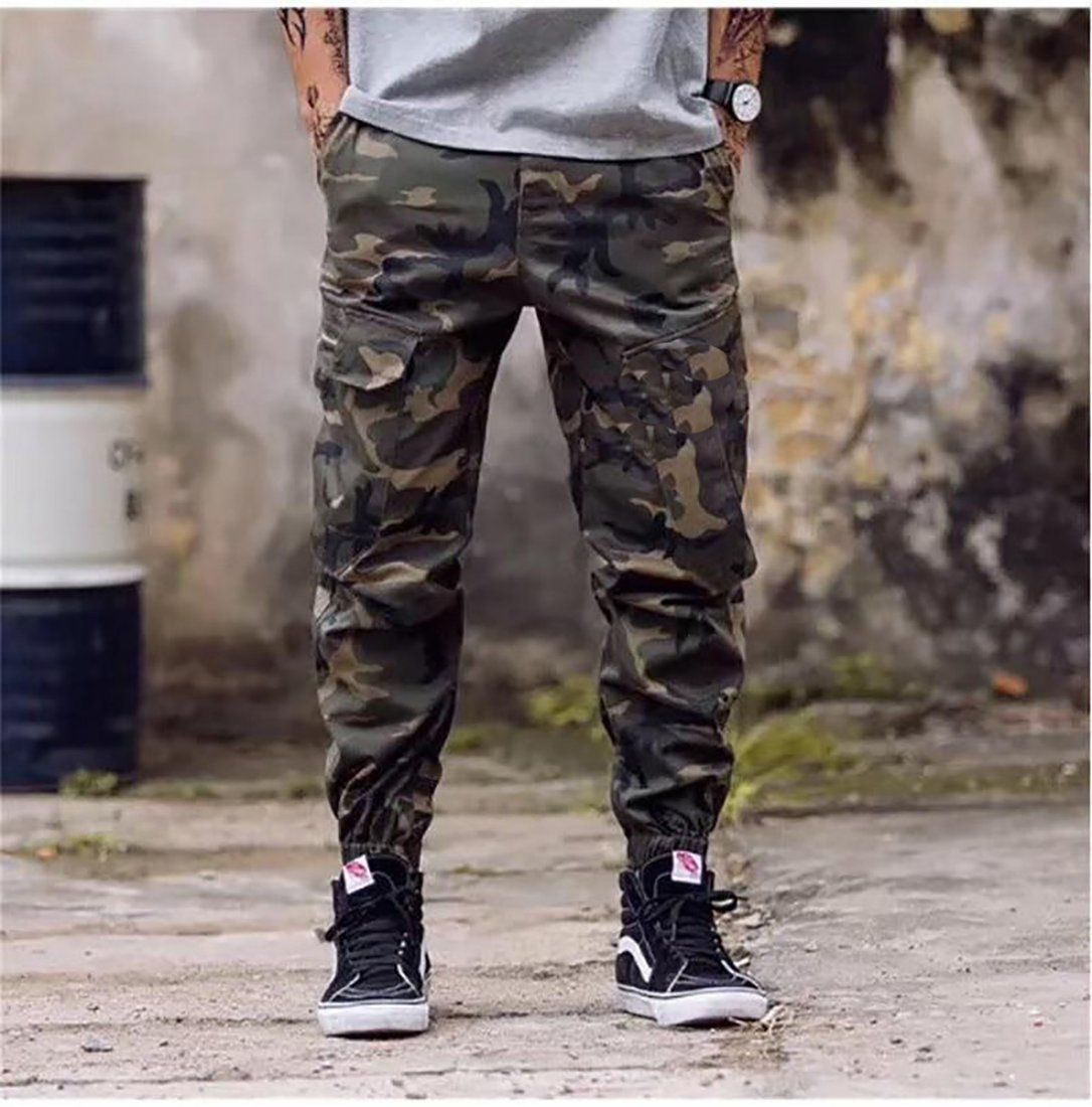 Men's Cargo Pants Casual Camouflage Army Hip Hop Ankle Zipper Cargo