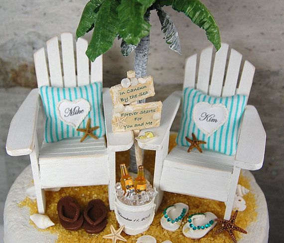 Beach Beverage Wedding Cake Topper Custom By Memoriesnminiature On