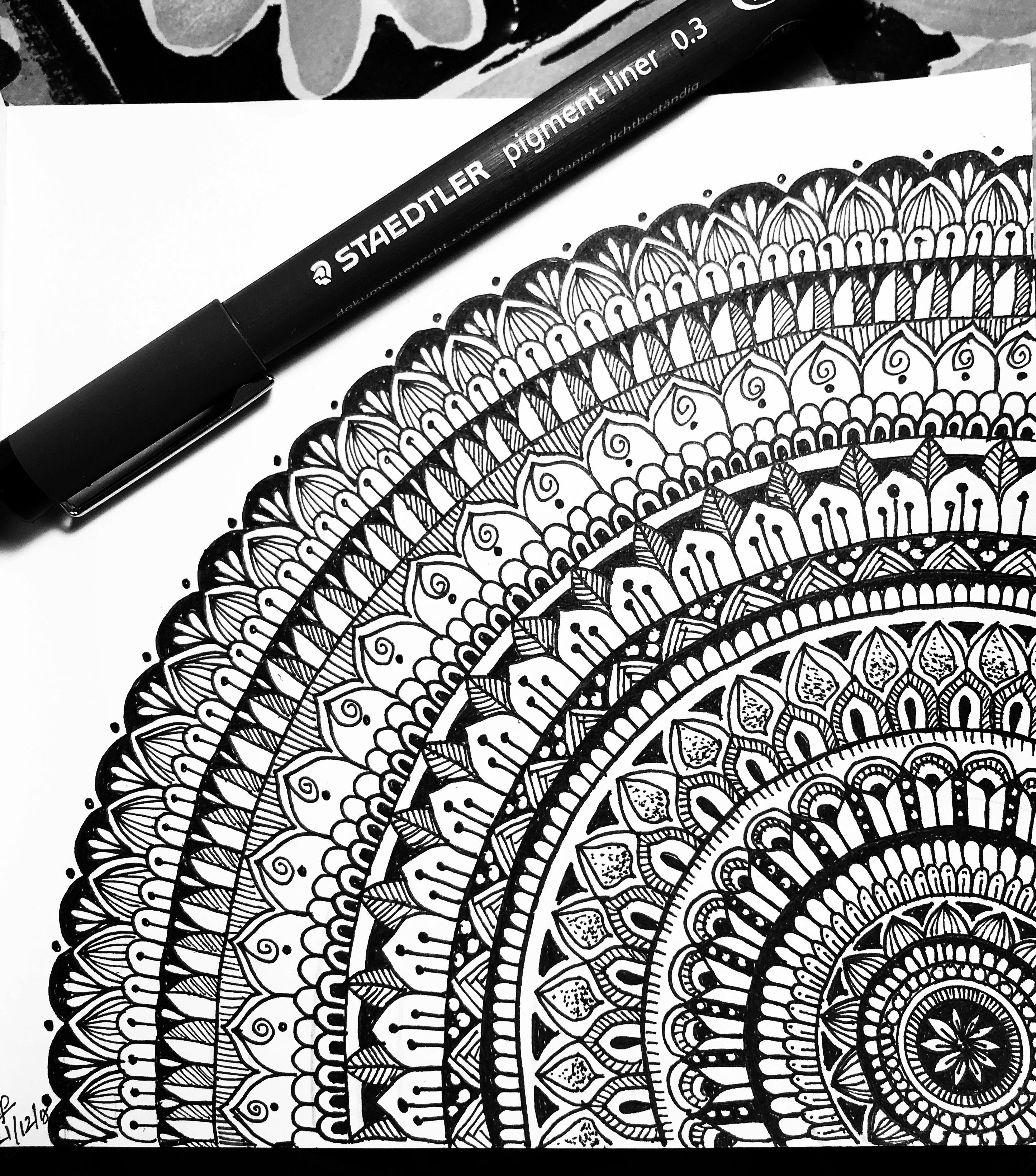 Black Mandala Art Mandala design with Staedtler fine tip pens Free