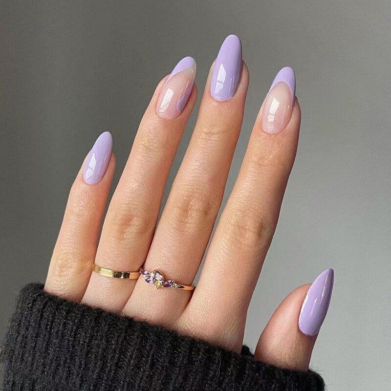 Number of Pieces: One UnitOrigin: CN(Origin)Application: FingerMaterial: AcrylicQuantity: 24pcs/setModel Number: Ballerina False NailsItem Type: False NailType: Full Nail TipsItem Type: False NailFeature: Acrylic False NailsDesigns: French False NailsPattern: False Nails With Glue Purple Acrylic Nails, Classy Acrylic Nails, Cute Acrylic Nail Designs, Almond Acrylic Nails, Acrylic Nails Coffin Short, Purple Nails, Best Acrylic Nails, Lilac Nails Design, Purple Nail Designs