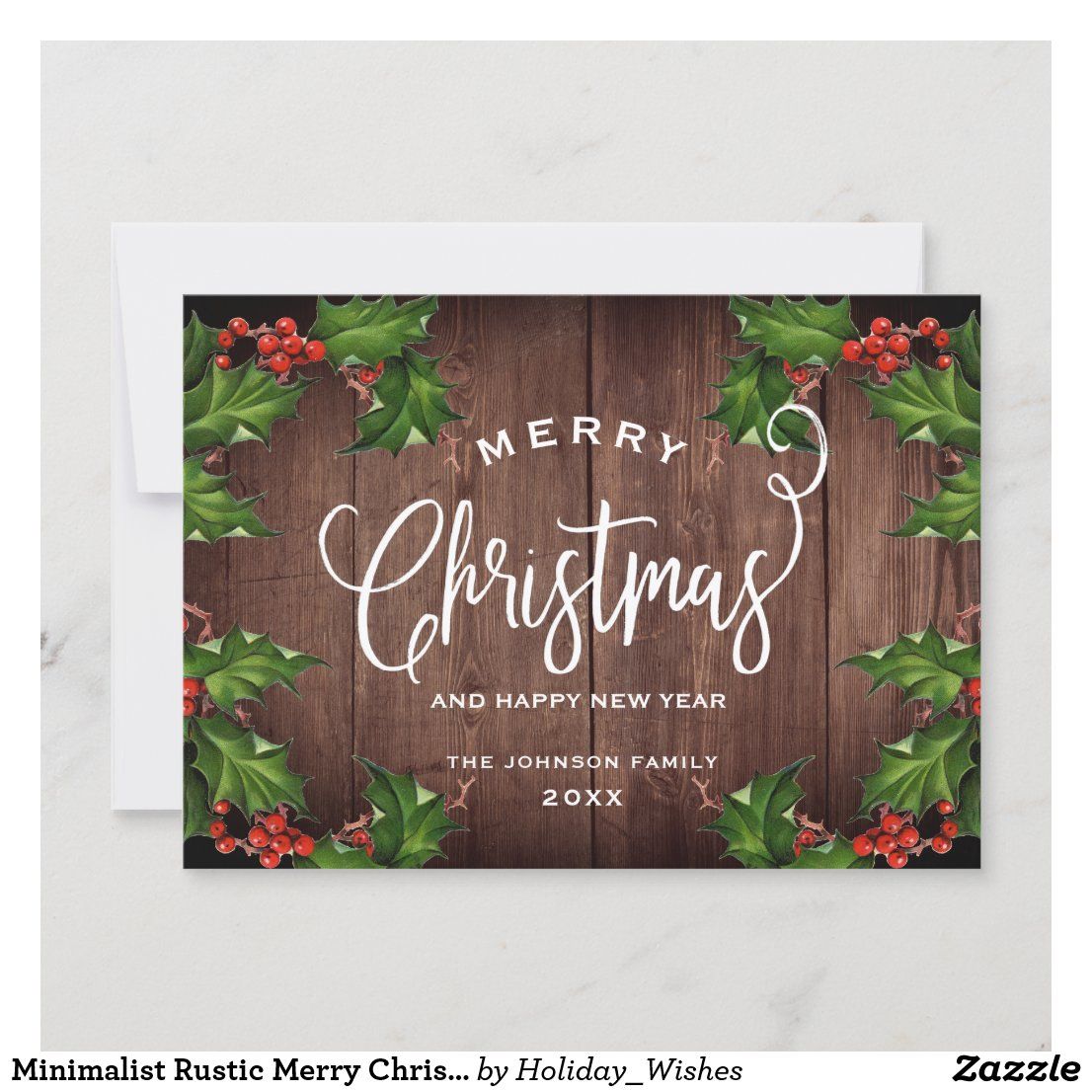 Minimalist Rustic Merry Christmas Greeting Holiday Card | Holiday