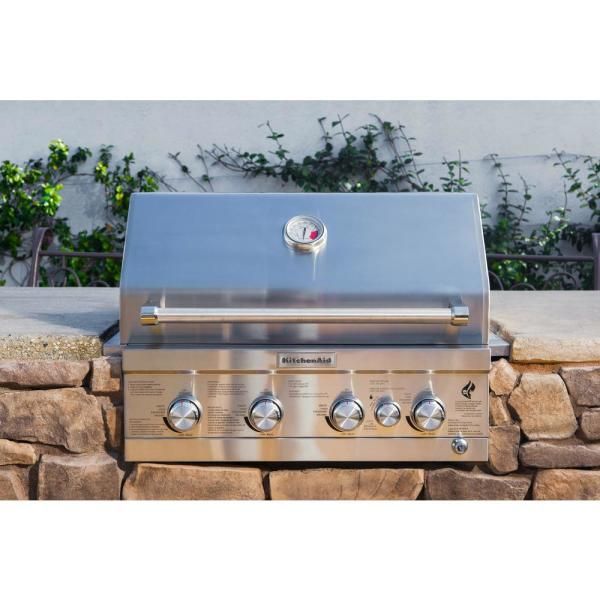 KitchenAid 4Burner Builtin Propane Gas Island Grill Head in Stainless