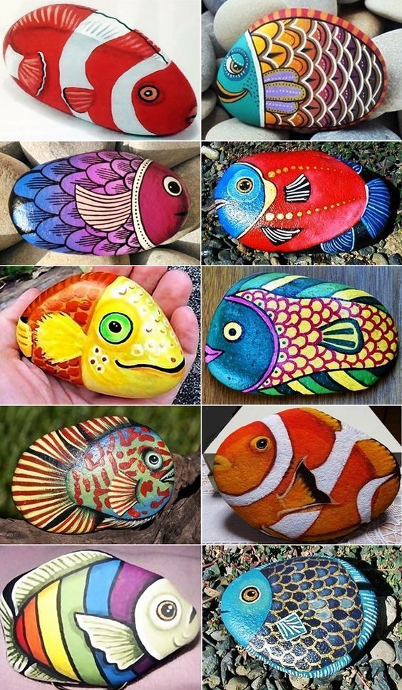 Pin by ThingYouLove on FISH BOAT OCEAN ROCK STONE PAINTING Cross Stitch in 2022 | Rock crafts, Painted rock animals, Rock painting patterns Stone Art Painting, Pebble Painting, Pebble Art, Painting Crafts, Craft Paint, Painted Rocks Craft, Hand Painted Rocks, Pet Rocks Craft, Seashell Crafts