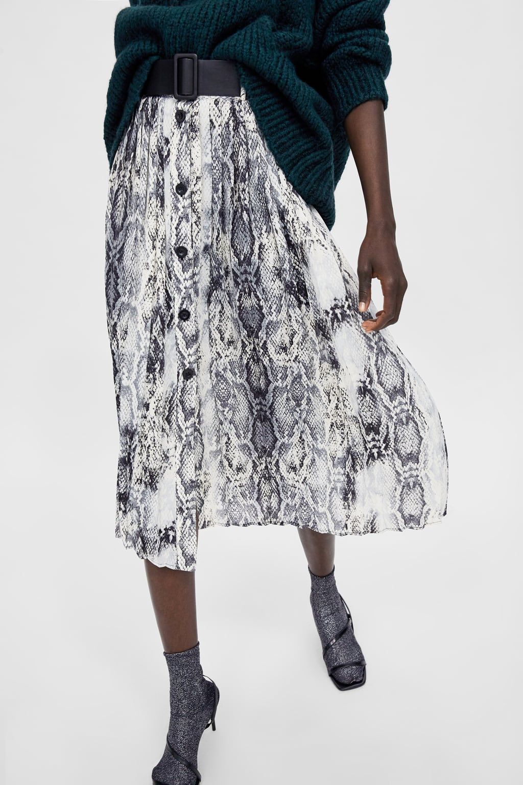 zara snakeskin print skirt