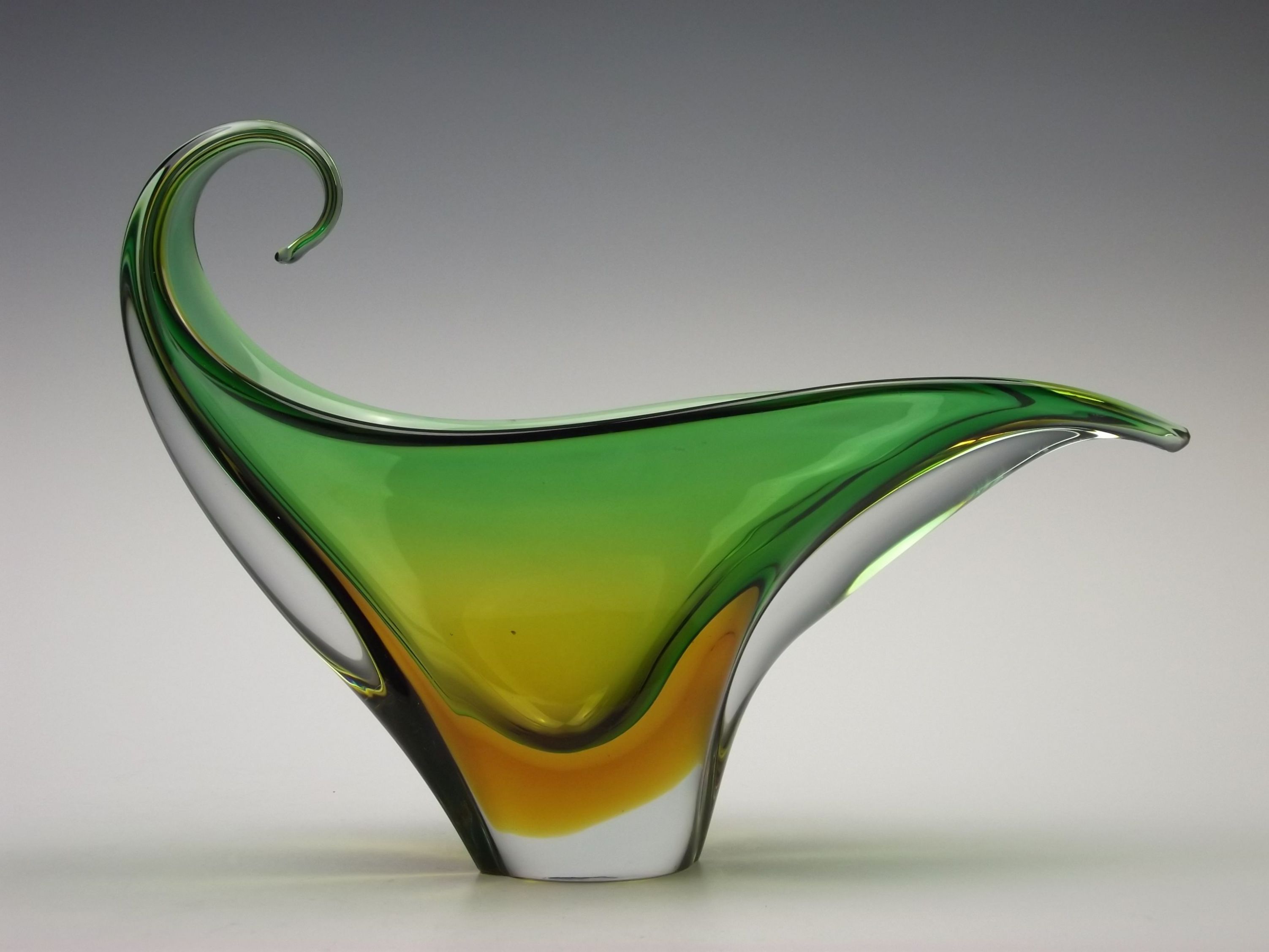 Murano sommerso green & yellow vintage Vintage Murano Sommerso Art Glass