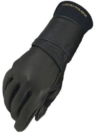 Size 7 Black Heritage Pro 8.0 Bull Riding Gloves