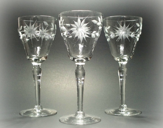 Set of 4 Tiffin Franciscan Windswept Rose Crystal Water Goblets