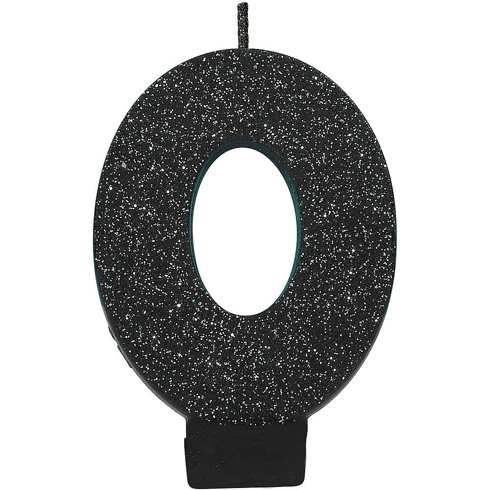 Glitter Black Number 0 Birthday Candle 2 1 4in X 3 1 4in