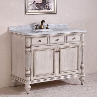 Carrara White Marble Top Single Sink Bathroom Vanity In Antique Carrara White Marble Top Single Sink Bathroom Vanity In Antique
