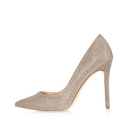 gold glitter court heels