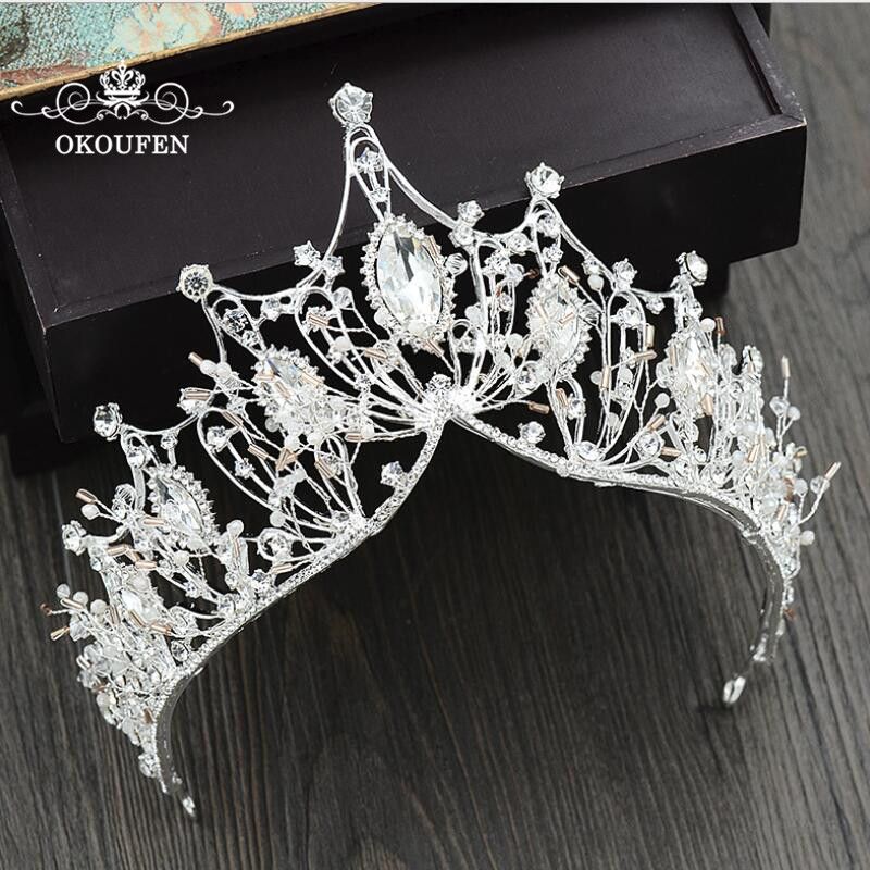 White Luxury Pearls Rhinestones Flower Girls/' Crown Tiara Headpiece Headdress