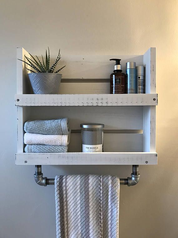 Bathroom Shelf With Towel Bar White Distressed Wood Bathroom Shelf With Towel Bar White Distressed Wood Galvanized Pipe Wall Mounted Storage Floating Best Of Etsy