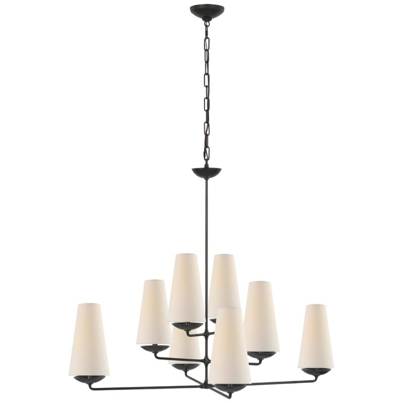 Visual Comfort Arn5205 Fontaine 39 Large Offset Chandelier With Linen Shades By Aerin Aged Iron Indoor Lighting Chandel In 2021 Visual Comfort Arn5205 Fontaine 39, Visual Comfort Chandelier With Shades