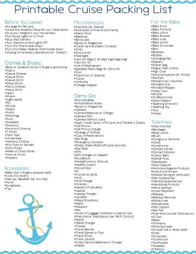 ultimate cruise packing list