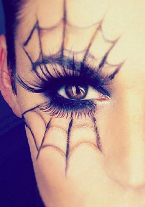 Spinnennetz, geschminkt – Halloween Makeup Idee und Kostüm für Frauen