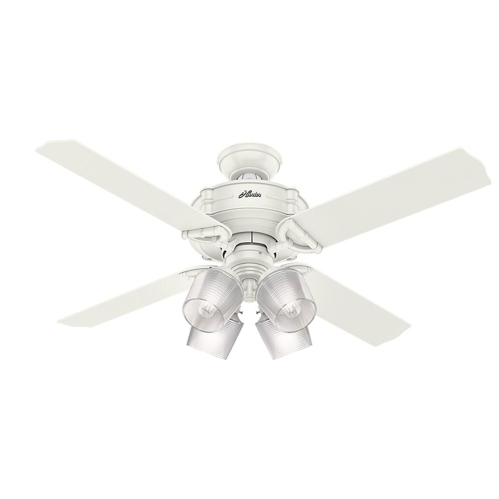 Hunter Brunswick 52 In Led Indoor Fresh White Wifi Enabled Ceiling Hunter Brunswick 52 In Led Indoor Fresh White Ceiling Fan With Handheld Remote Control And