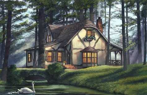 adorable cottage plan - reminds me of a Kinkade painting #witchcottage
