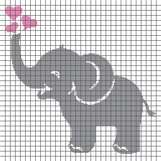 Baby Elephant Blowing Hearts Graph And Row By Row Written