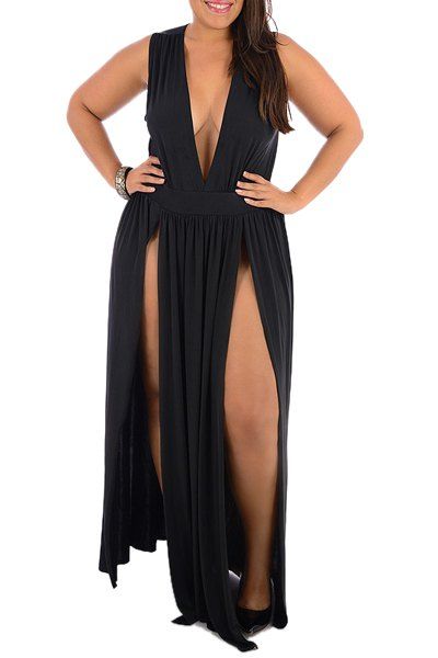 Buy plus size high slit dress - OFF 77%