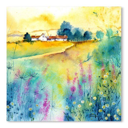 Leinwandbild Summer Meadow East Urban Home Format: Schwarzer Rahmen, Größe: 33cm H x 33cm B x 3cm T