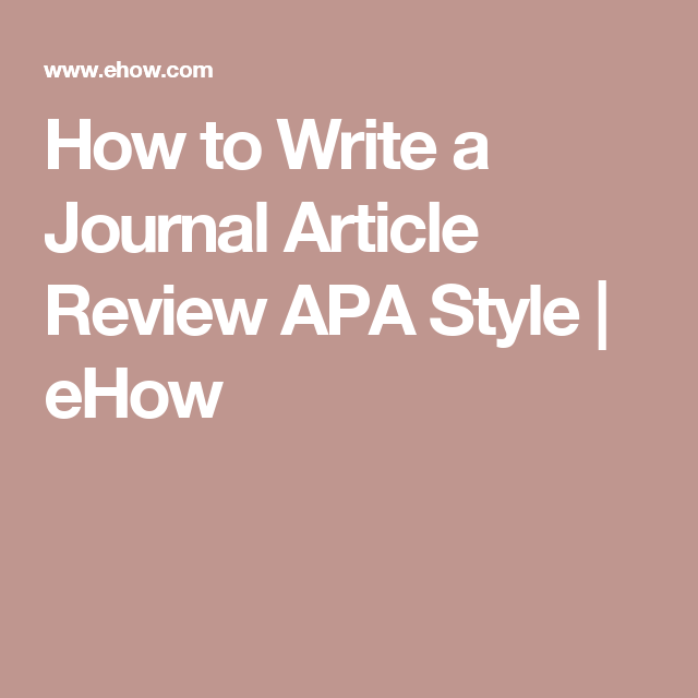 Write article review apa style