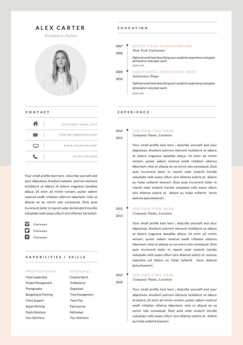 Modern Resume Template & Cover Letter + Icon Set for Microsoft Word | 4 Page Pack | Professional CV | Instant Download | The