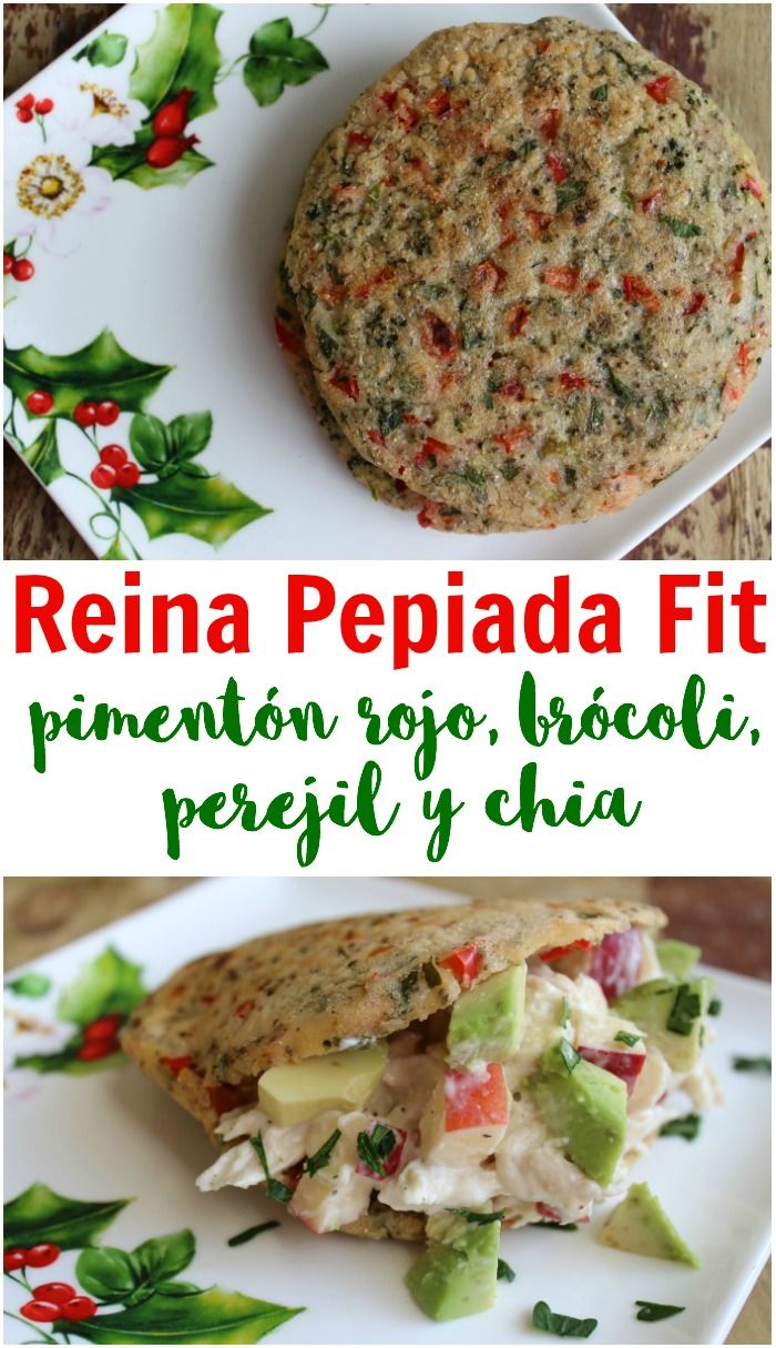 Receta de arepa fit navideña venezolana. Esta Reina Pepiada fit decembrina es de pimentón rojo, brócoli, perejil y chia. No solo tiene los colores de la Navidad sino que también es nutritiva y divina. Healthy Dinner Recipes Easy, Veggie Recipes, Healthy Snacks, Vegetarian Recipes, Healthy Eating, Easy Meals, Cooking Recipes, Arepas Recipe, Go Veggie