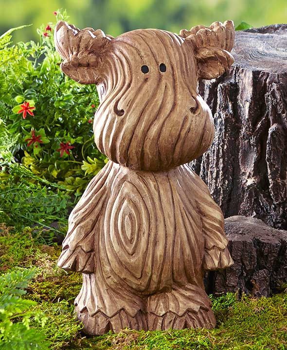 Wood Look Garden Statue Moose Bear Owl Ceramic Carved Grain Wood Look Garden Statue Moose Bear Owl Ceramic Carved Grain Texture Large