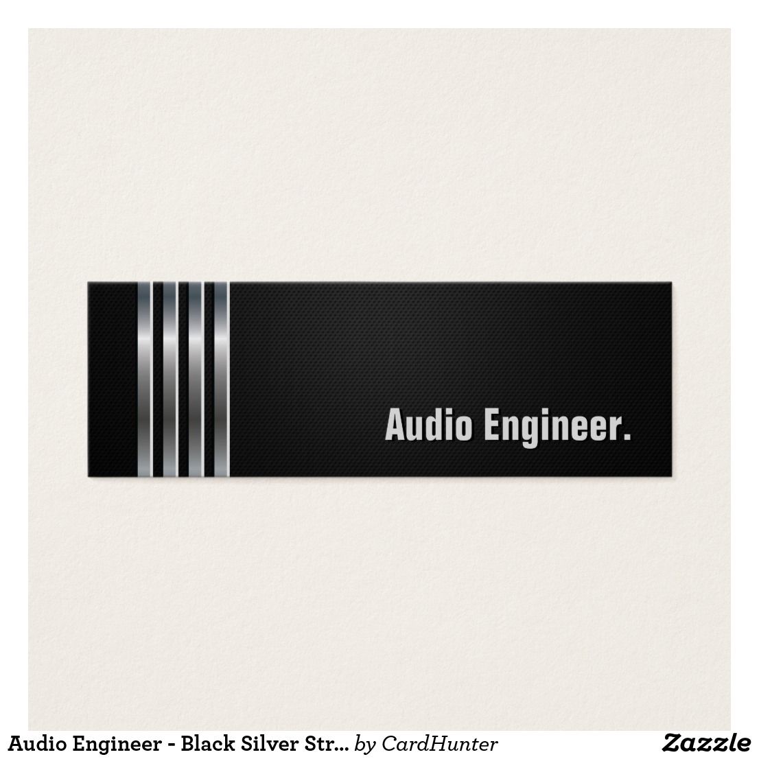 Audio Engineer Black Silver Stripes Mini Business Card