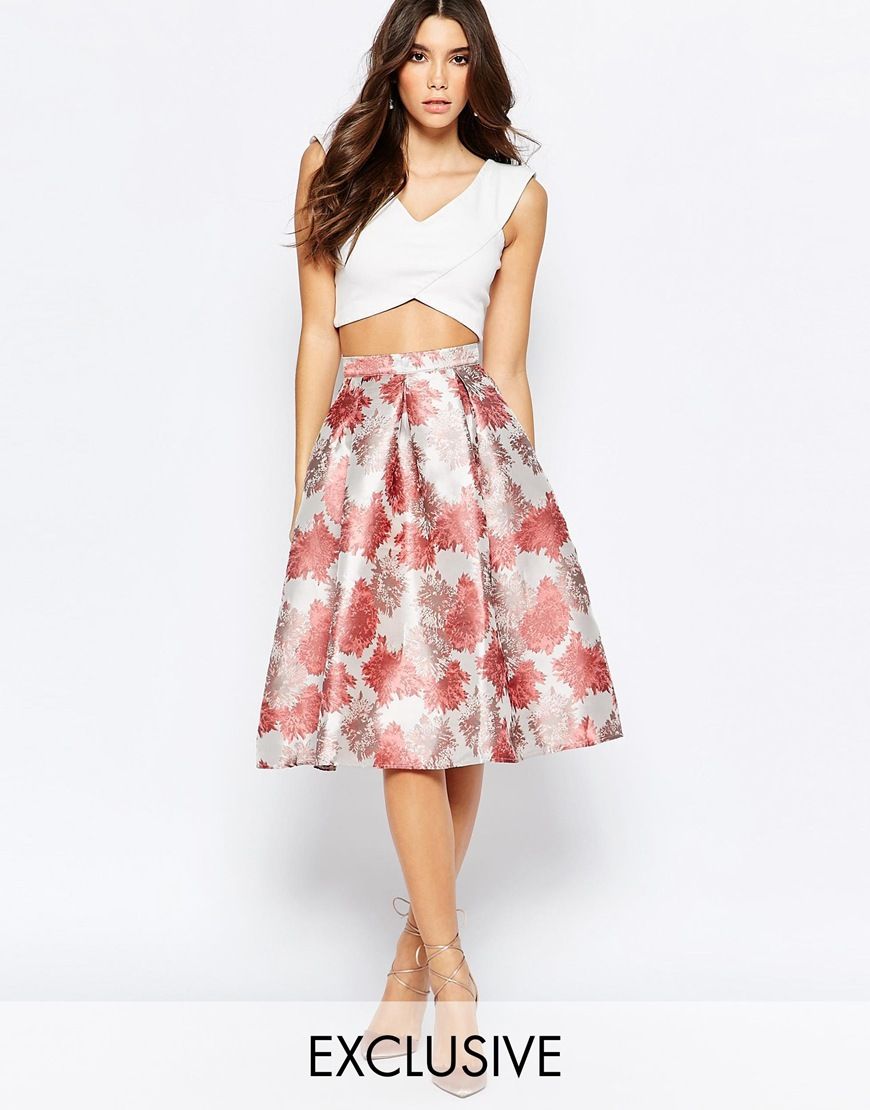 True Decadence Womens Full Prom Midi Skirt In Floral Jacquard Floral Jaquard - Skirts True Decadence Womens Full Prom Midi Skirt In Floral Jacquard Floral Jaquard - Skirts