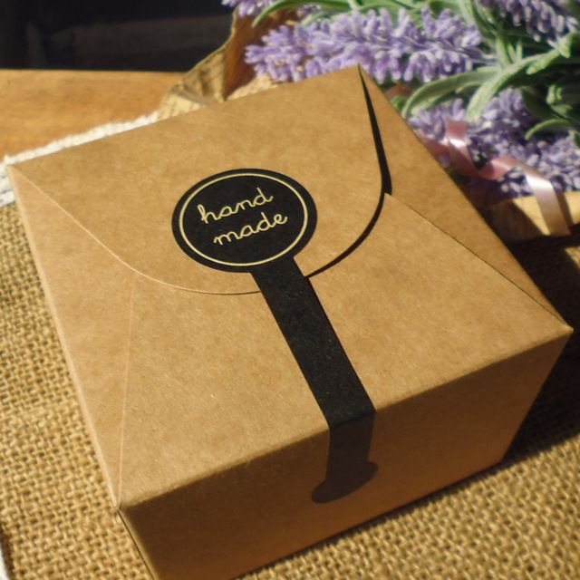 Black 70pcs Hand made Long label Baking DIY Gift Sticker Cake Paper Sticker