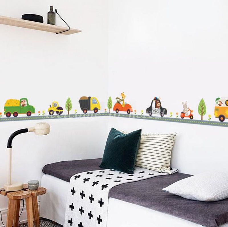 Multi Animal Car Wall Stickers For Kids Room Children Bedroom Wall Decals Decor