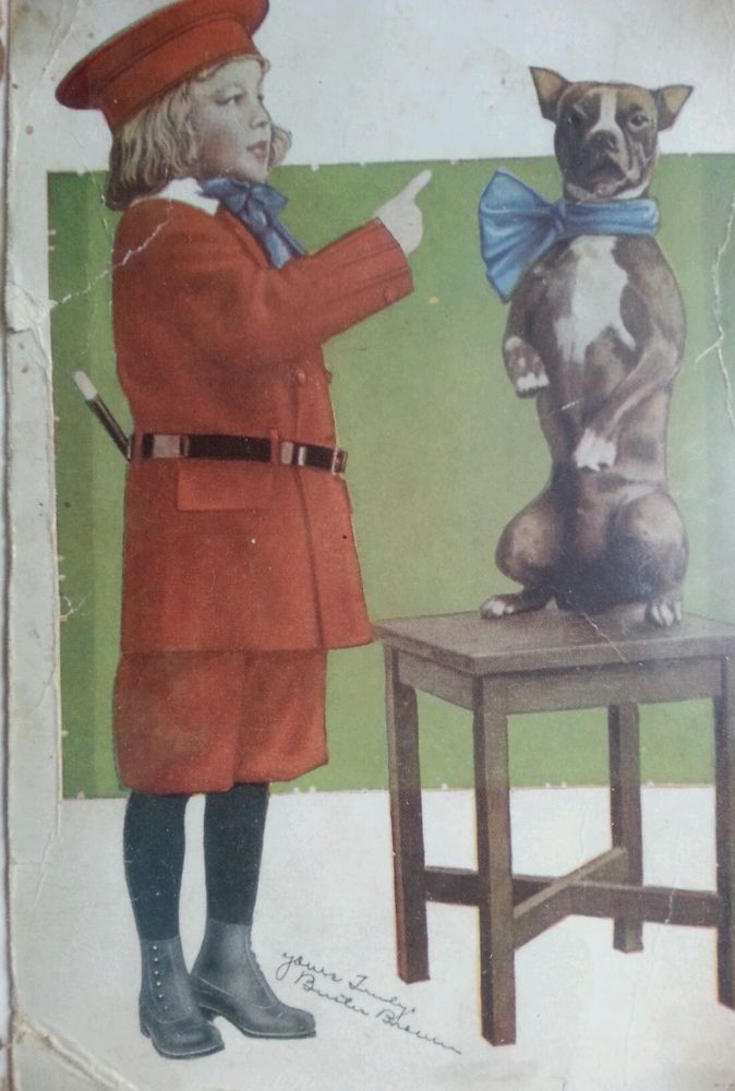 Old Postcard Of Buster Brown And His Dog Signed Yours Truly