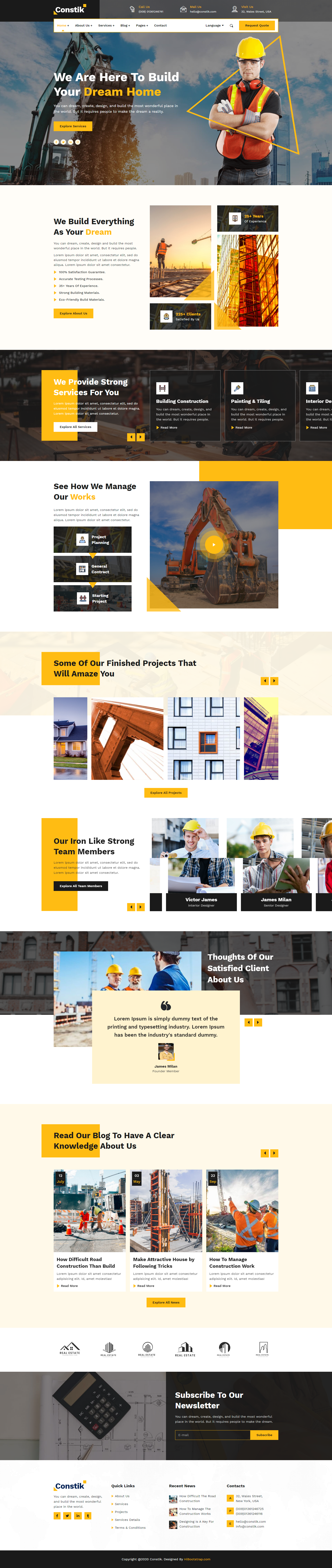 Constik is a minimal, clean and retina ready HTML template for Construction and Building Company website. It has 3+ beautiful demo variations with inner pages. The template is developed with Bootst... ⠀ #builders, #buildingcompany, #constructor, #hibootstrap, #renovation, #themeforest, #architecture, #business, #building, #engineering, #corporate, #responsive, #industry, #industrial, #construction #wordpress Building Companies, Business Building, Html Website Templates, Homepage Layout, Professional Website, Themeforest, Builder, Minimalism, Modern Design