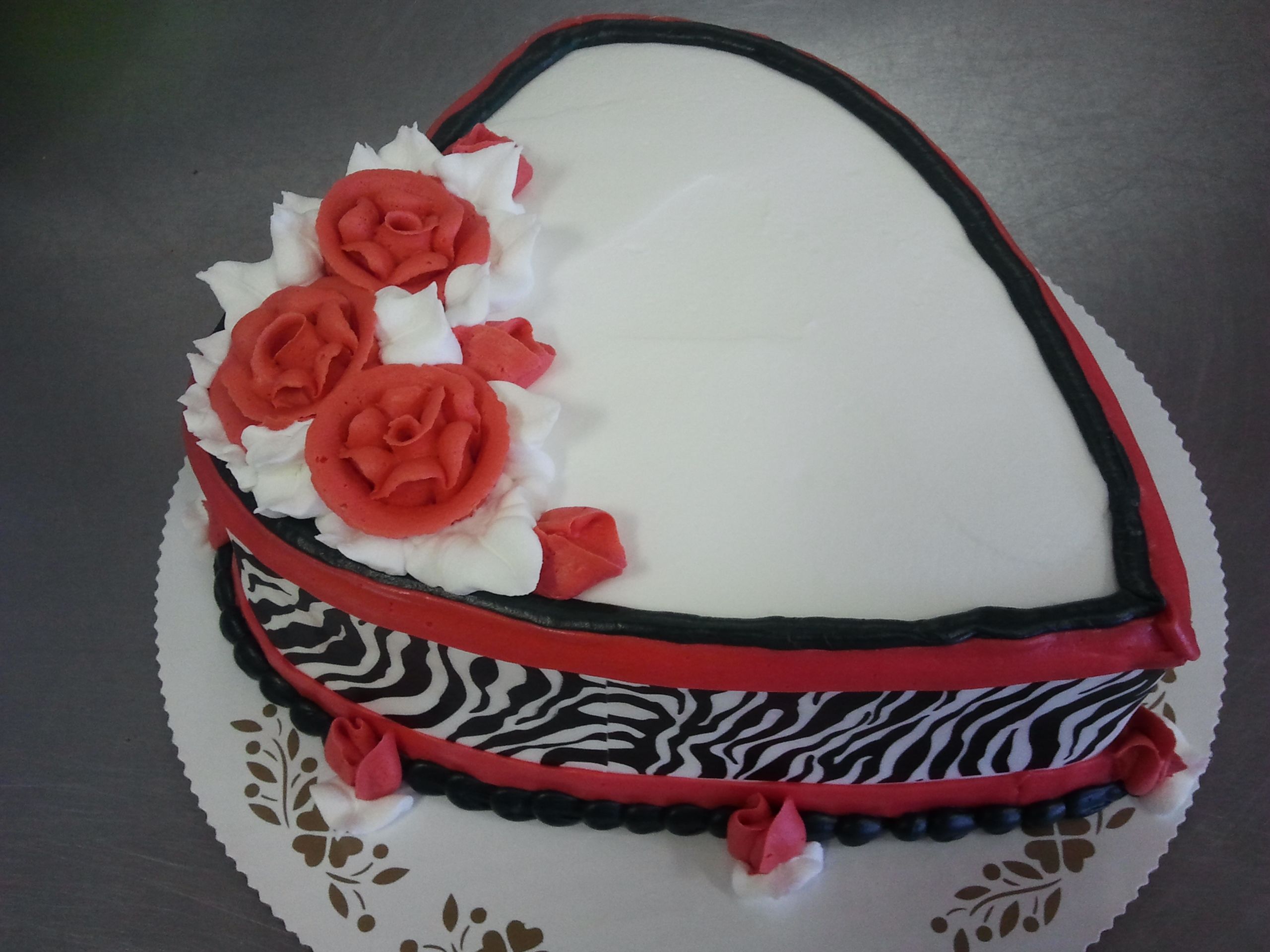 Download 9" 2-Layer Heart Shaped Cake with Zebra Print and Red ...