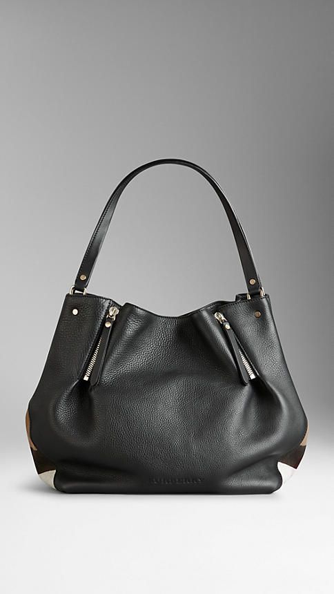 Um Check Detail Leather Tote Bag Burberry Black - Burberry Black Leather Tote Bag Um Check Detail Leather Tote Bag Burberry Black - Burberry Black Leather Tote Bag