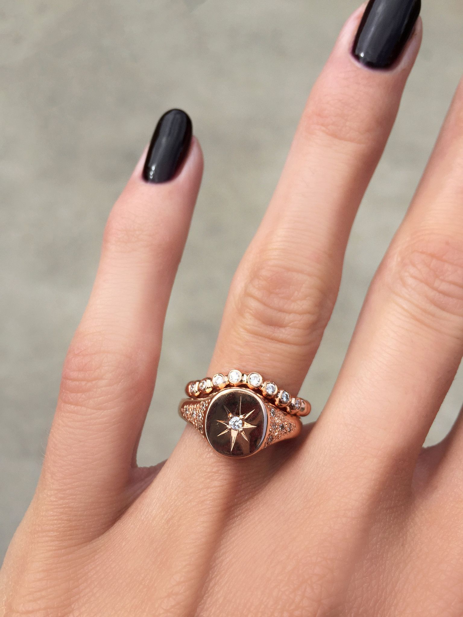 14kt gold and diamond curved beaded band ring *can be worn
