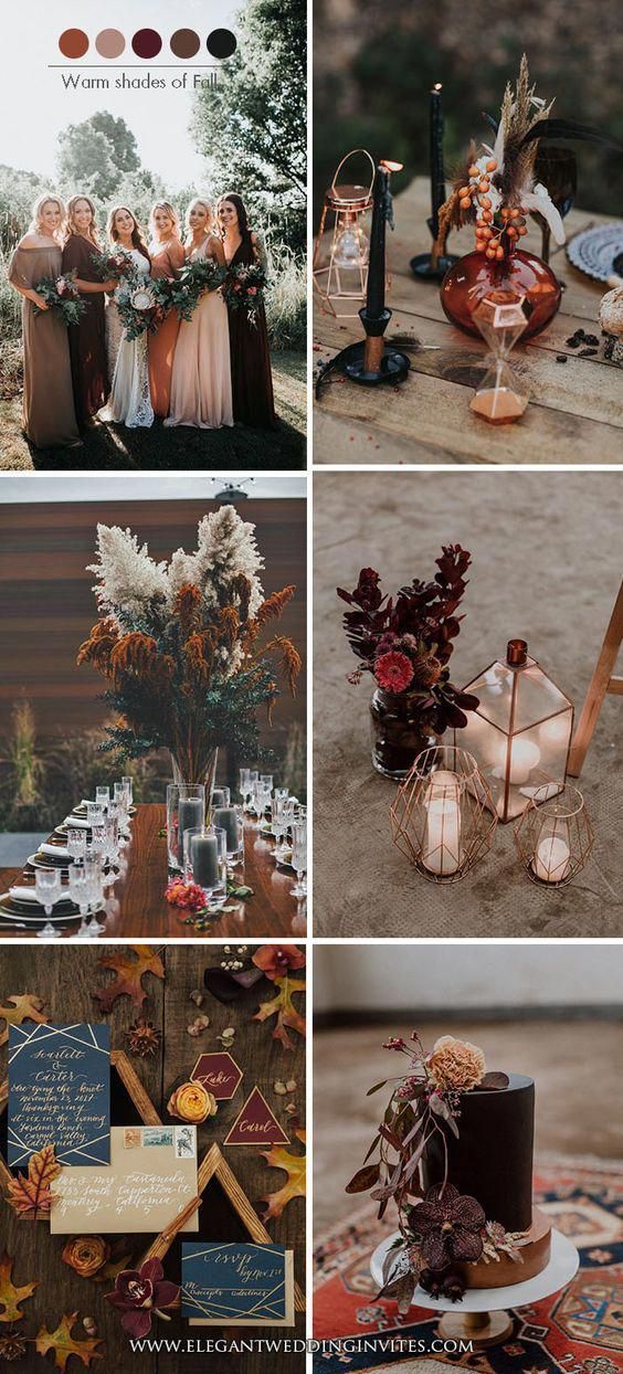 Warm Fall Shaded Wedding Color Palettes including Burgundy,orange and dusty rose #weddingthemes Wedding Themes, Wedding Tips, Our Wedding, Wedding Planning, Dream Wedding, Wedding Decorations, Decor Wedding, March Wedding, Banquet Decorations