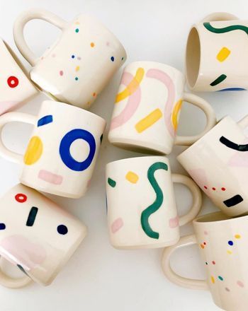 Large Painted Design Mug (Explorer) #ceramicpainting Explorer mugs by Carrie Lau aka O-M OBJECT-MATTER CERAMIC #potterypaintingdesigns