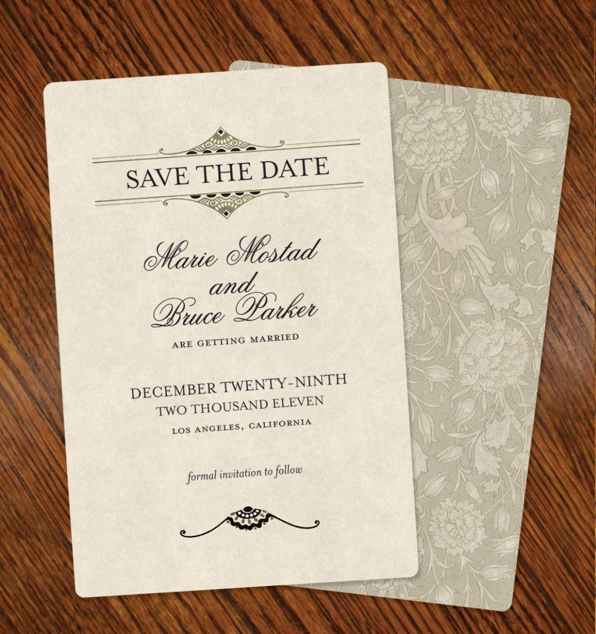 Simple Cream Save the Date Card Wedding Invitation