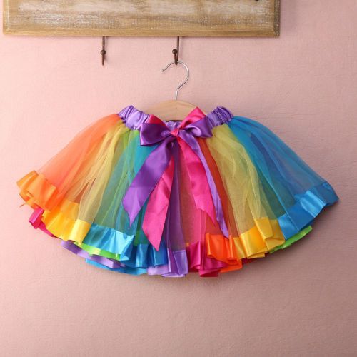 Kids Baby Girls Rainbow Princess Party Ballet Dancewear Tulle Tutu Skirt Dress