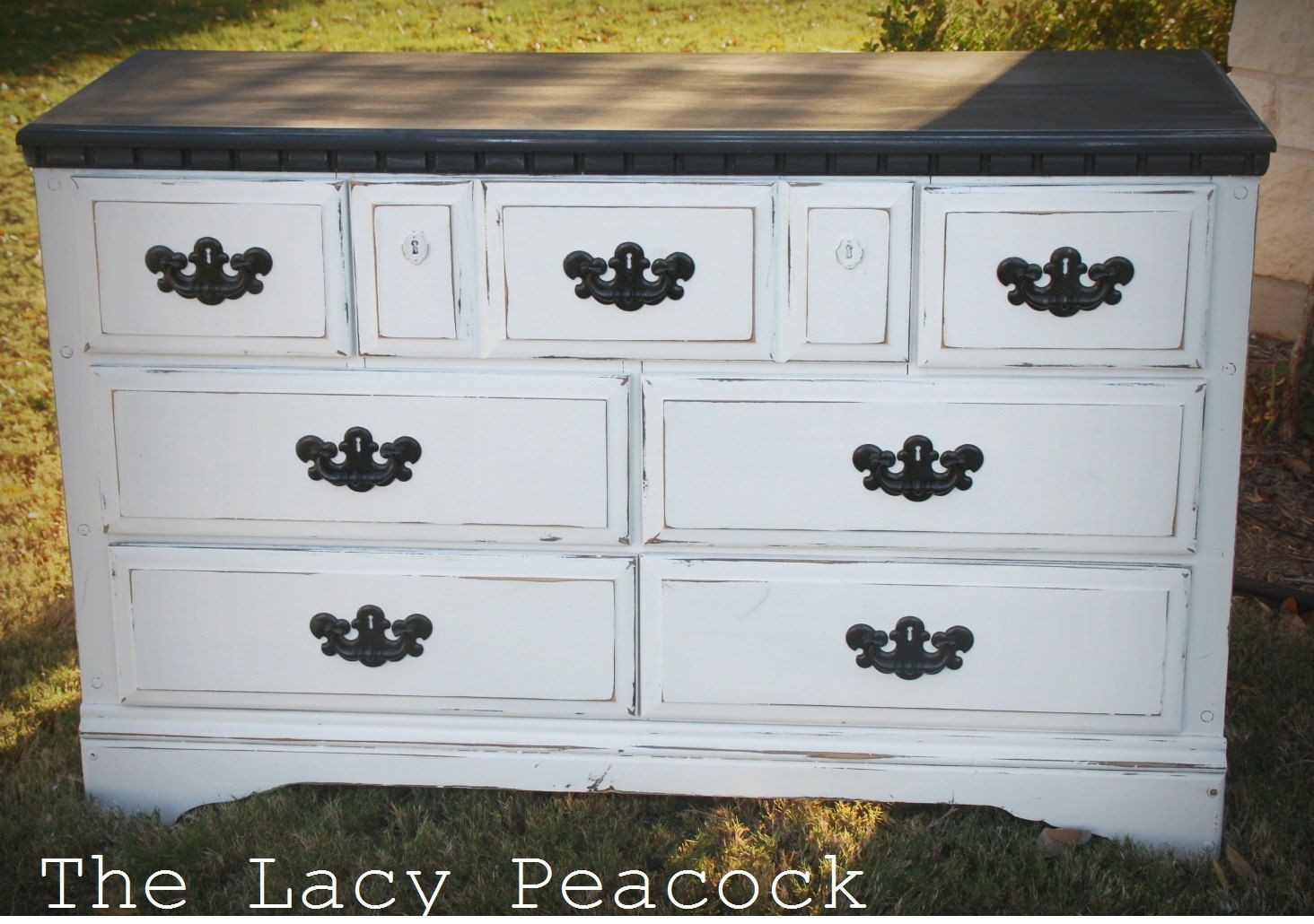 Black And White Distressed Dresser Buffet Changing Table Or Tv Black And White Distressed Dresser